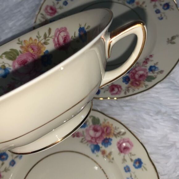 Vintage 1930’s Selb Bavaria Heinrich & Co Set of 4 Double Handles Soup Bowls - Picture 10 of 16